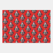 Feuille De Papier Cadeau Pingouin de Noël (Devant)