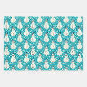 Feuille De Papier Cadeau Pingouin de Noël bleu, Snowman, Reindeer Set (Devant)