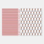 Feuille De Papier Cadeau Pingouin, panda, ours, rayures rouges Joyeux Noël (Devant 3)