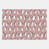 Feuille De Papier Cadeau Pingouins dans le motif de neige (Devant 3)
