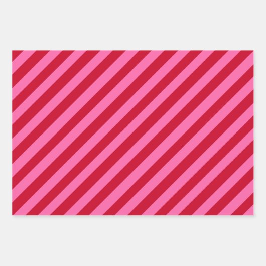 Feuille De Papier Cadeau Pink and Red Christmas Peppermint Stripes (Devant 3)