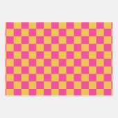 Feuille De Papier Cadeau Pink and Yellow Checkerboard (Devant 3)