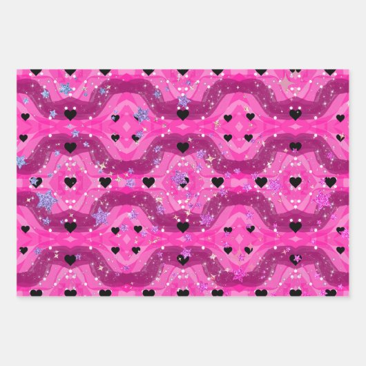 Feuille De Papier Cadeau Pink art pop culture black heart (Devant 3)