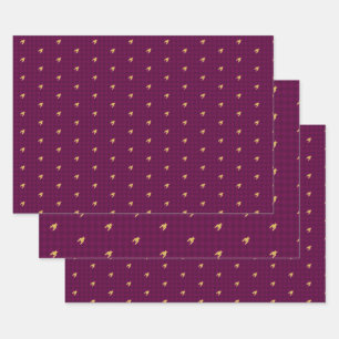 Feuille De Papier Cadeau Pink avec Gold Houndstooth Envelopper ensemble pap