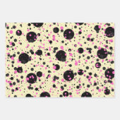 Feuille De Papier Cadeau Pink & Black Polka Dot Wrapping Paper  (Devant 3)