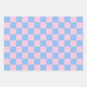 Feuille De Papier Cadeau Pink Blue Checkerboard Baby Shower Mod  (Devant)