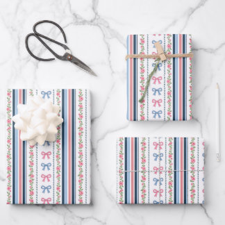 Feuille De Papier Cadeau Pink Blue Coquette Bow Baby Bridal Shower Birthday