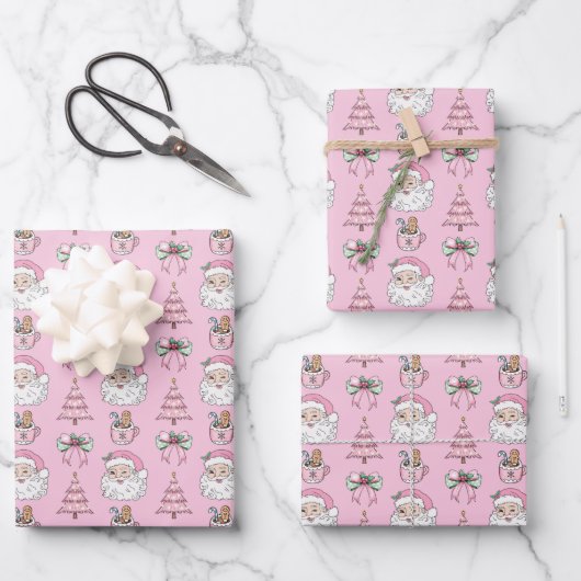 Feuille De Papier Cadeau Pink Christmas (Recto)