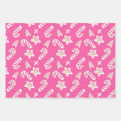 Feuille De Papier Cadeau Pink Christmas- Candy Canes, Stars & Trees Pattern (Devant 3)
