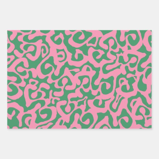 Feuille De Papier Cadeau Pink et vert Abstrait moderne Scala Motif média (Devant)