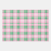 Feuille De Papier Cadeau Pink et vert preppy Plaid (Devant)