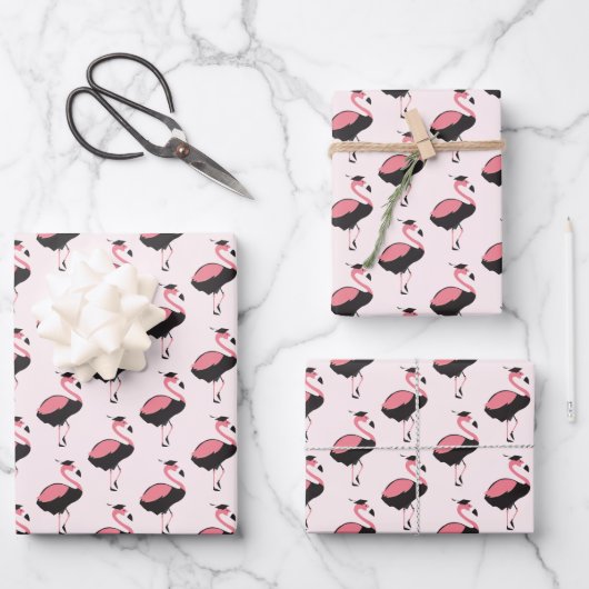 Feuille De Papier Cadeau Pink Flamingo Pattern Animal Graduation (Recto)