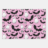 Feuille De Papier Cadeau Pink ghosts, bats and pumpkins (Devant 3)