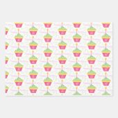 Feuille De Papier Cadeau Pink Green Cupcakes 50e anniversaire (Devant)