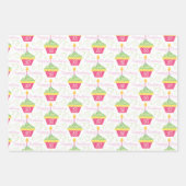 Feuille De Papier Cadeau Pink Green Cupcakes 50e anniversaire (Devant 3)