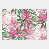 Feuille De Papier Cadeau Pink Green Floral Pattern Aquarelle Art (Devant)
