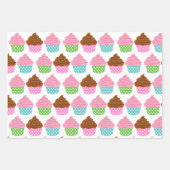 Feuille De Papier Cadeau Pink & Green Pois Cupcakes Draps (Devant 2)