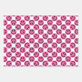 Feuille De Papier Cadeau Pink Happy Face Stripes et Polka Dot (Devant)