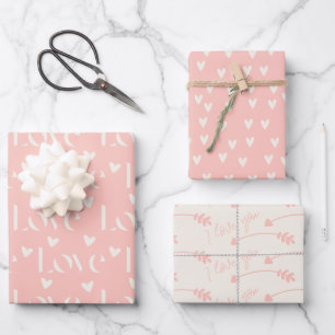 Feuille De Papier Cadeau Pink Love Heart Motif Valentines Day