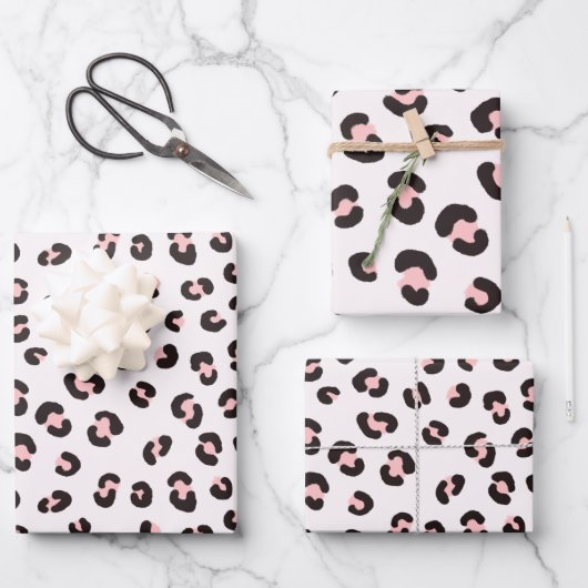 Feuille De Papier Cadeau Pink Modern Leopard Pattern (Recto)