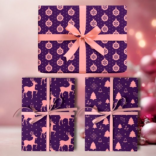 Feuille De Papier Cadeau Pink on Purple Modern Holiday