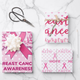Feuille De Papier Cadeau Pink Ribbon Sensibilisation au cancer du sein