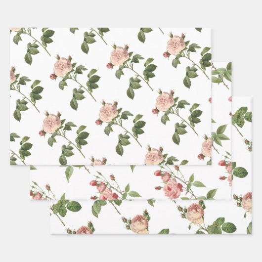 Feuille De Papier Cadeau Pink Rose Pattern (Lot)