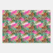 Feuille De Papier Cadeau Pink Safari Animaux imprimés de fourrure Motif Amu (Devant)