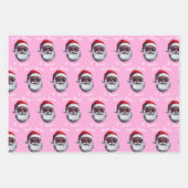 Feuille De Papier Cadeau Pink Santa Gift Wrap, Custom Name Christmas Pink (Devant 3)
