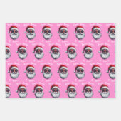 Feuille De Papier Cadeau Pink Santa Gift Wrap, Custom Name Christmas Pink (Devant)