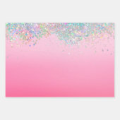 Feuille De Papier Cadeau Pink Silver Glitzy Sparkle Confetti Christmas (Devant)