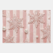 Feuille De Papier Cadeau Pink Striped Velvet Snowflake (Devant 3)