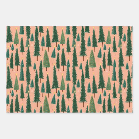 Feuille De Papier Cadeau Pink Tree Gift Wrap, Modern Holiday Wrapping Paper (Devant)