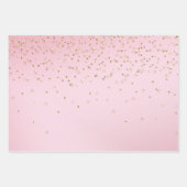 Feuille De Papier Cadeau Pink White Bokeh Gold Glitter Confetti Christmas (Devant 3)