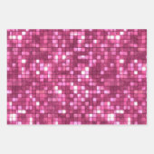 Feuille De Papier Cadeau Pink White Glitter Heart Checkered (Devant 3)