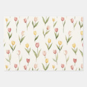 Feuille De Papier Cadeau Pink Yellow Tulip Flowers Easter (Devant 2)