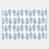 Feuille De Papier Cadeau Pins d'aquarelle - turquoise foncé (Devant 2)