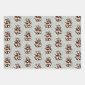 Feuille De Papier Cadeau Pins de Cerf Rose Vert Noix Arbres de Noël (Devant 2)