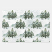 Feuille De Papier Cadeau Pins d'hiver rustique Forêt Noël (Devant 2)