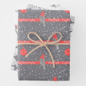 Feuille De Papier Cadeau Pins gris de Noël (En situation)