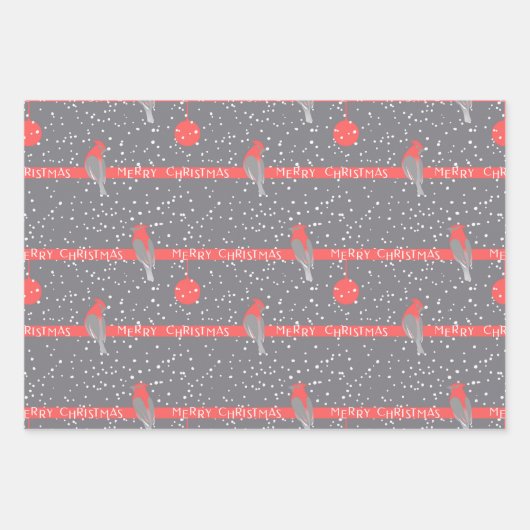 Feuille De Papier Cadeau Pins gris de Noël (Devant)