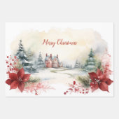 Feuille De Papier Cadeau Pins verts rouges Bois de Noël (Devant 2)