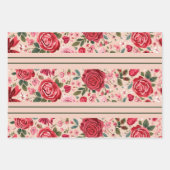 Feuille De Papier Cadeau Pinstripe Pink Roses (Devant 3)