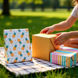 Feuille De Papier Cadeau Pique-Nique Estival au Pastel d'Ananas Tropical