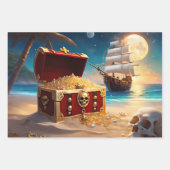 Feuille De Papier Cadeau Pirate Anniversaire Cadeau 3 Différent (Devant 2)