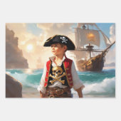 Feuille De Papier Cadeau Pirate Anniversaire Cadeau 3 Différent (Devant)