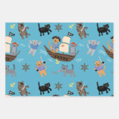 Feuille De Papier Cadeau Pirate Motif de chat pour garçon et fille Annivers (Devant 2)
