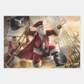 Feuille De Papier Cadeau Pirate Père Noël (Devant 2)