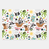 Feuille De Papier Cadeau Pirate Ship Trésor Anniversaire Fête (Devant 3)