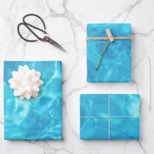 Feuille De Papier Cadeau Piscine aquatique Amusement   Bleu  